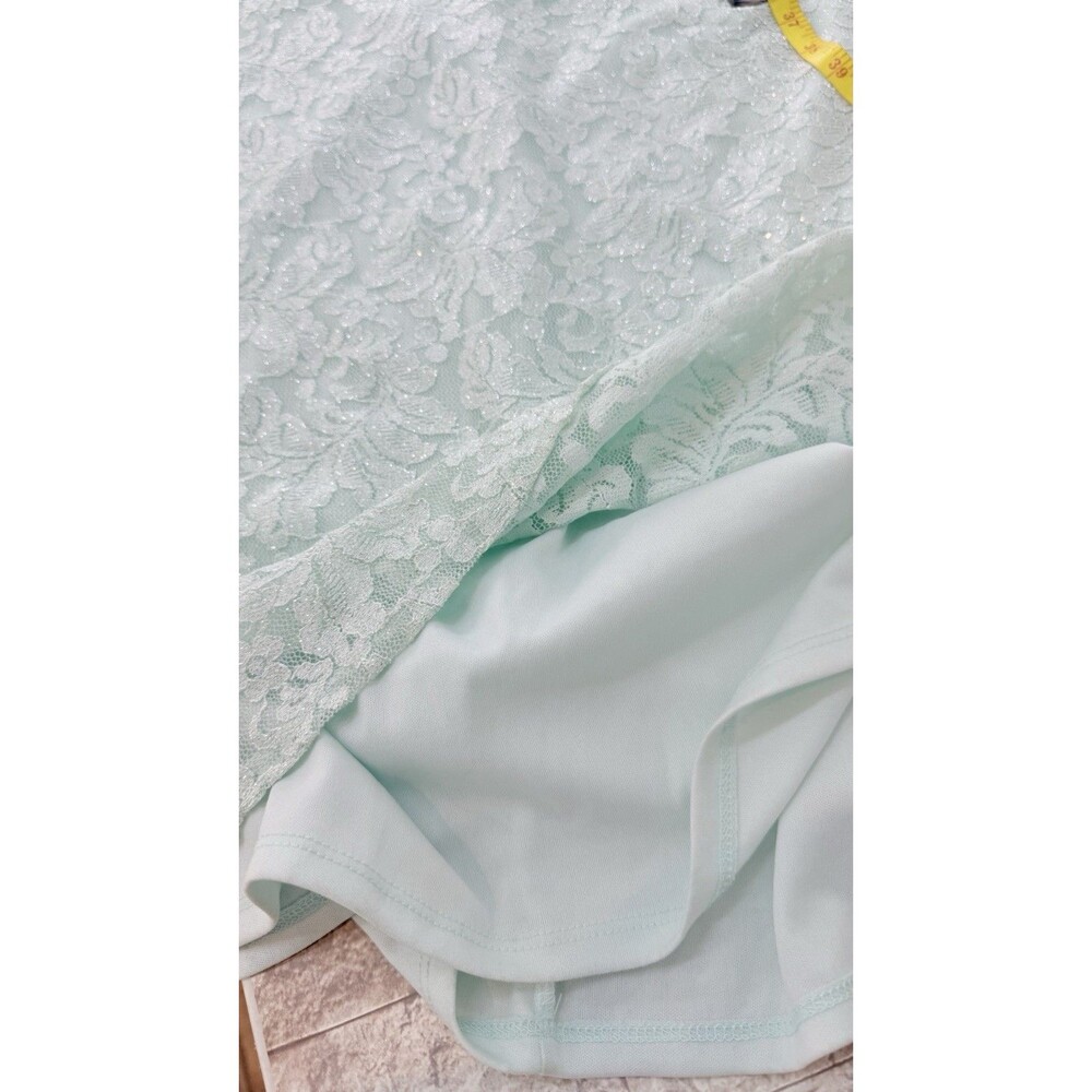 NWT Marina Women's Size 10 Mint Aqua Lace Sleeveless A-Line Maxi Dress Gown Prom - Picture 16 of 16